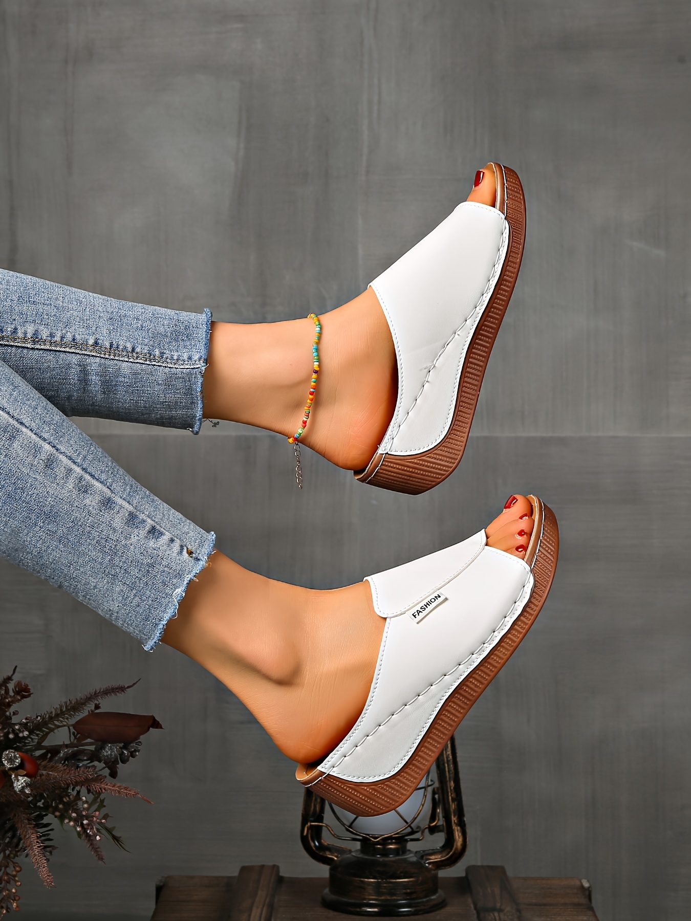   womens light blue slide sandals comfortable arch support breathable open toe design with soft rubber sole casual   heel slip on shoes for casual attire   cover upper Product details 17