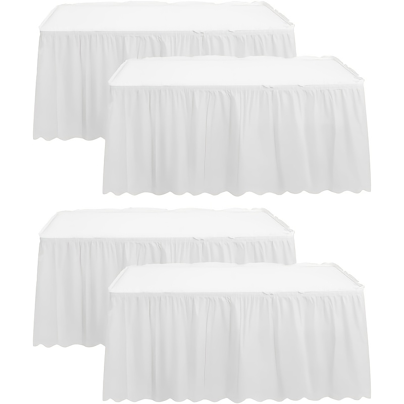 TEMU 4-pc Disposable Table Skirt Set, 29-inch High Plastic Drapes For Wedding And Birthday Decor, Fits Round And Rectangular Tables, Quick Setup