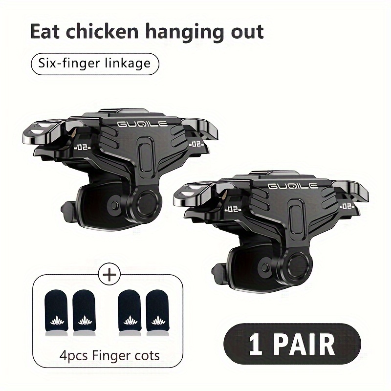Image of A Pair Of Gt02 Handheld Game Controller Trigger Auto Handheld Game Accessory Artifact Fingertip Trigger Sensitive Shooting Button Smart And 4pcs Logo Game Finger Sleeve