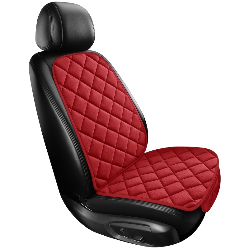 TEMU 2pcs Plush Car Seat Cushions With Grid Design, Comfortable And Warm, Universal For , , Fits Front Seats