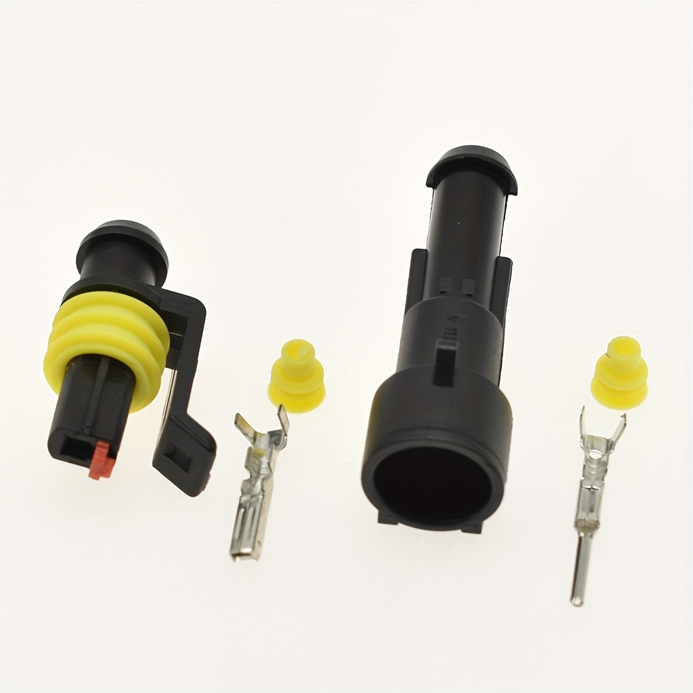 10 juegos de 1 conector de 1 pin 282079-1 y 282103-1 de amp, diseñado para uso automotriz, con conectores   y hembra impermeables adecuados para conexiones de lámparas xenón hid, sin batería Detalles del producto 0