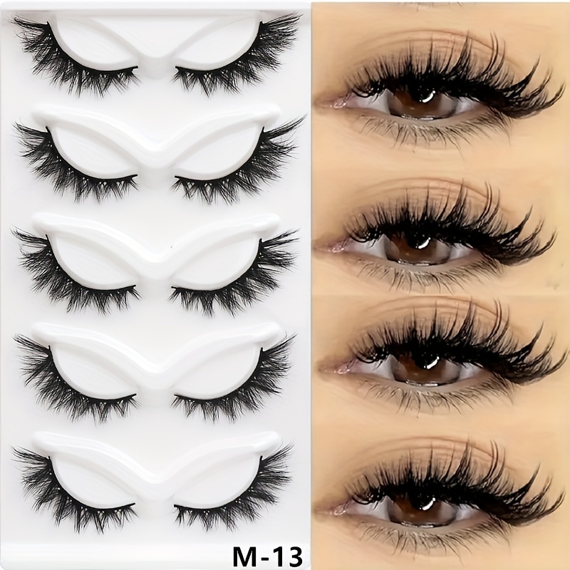 5 Pairs Dramatic Cat Eye False Eyelashes, Fox Eye Eyelashes, Tail Extension Thick , Soft 3d Synthetic Mink Fur, Natural Look For Daily Festive Party Use