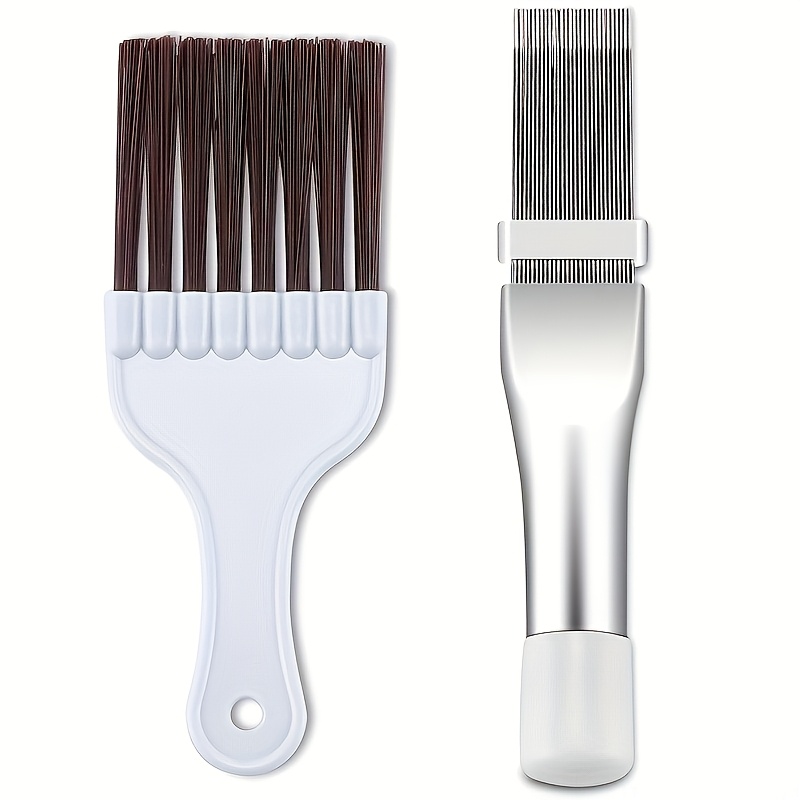 TEMU 2pcs Stainless Steel And Plastic Brushes, Suitable For Air Conditioning Cleaning. Summer Air Conditioning Cleaning Tool, Professional Brush Set,