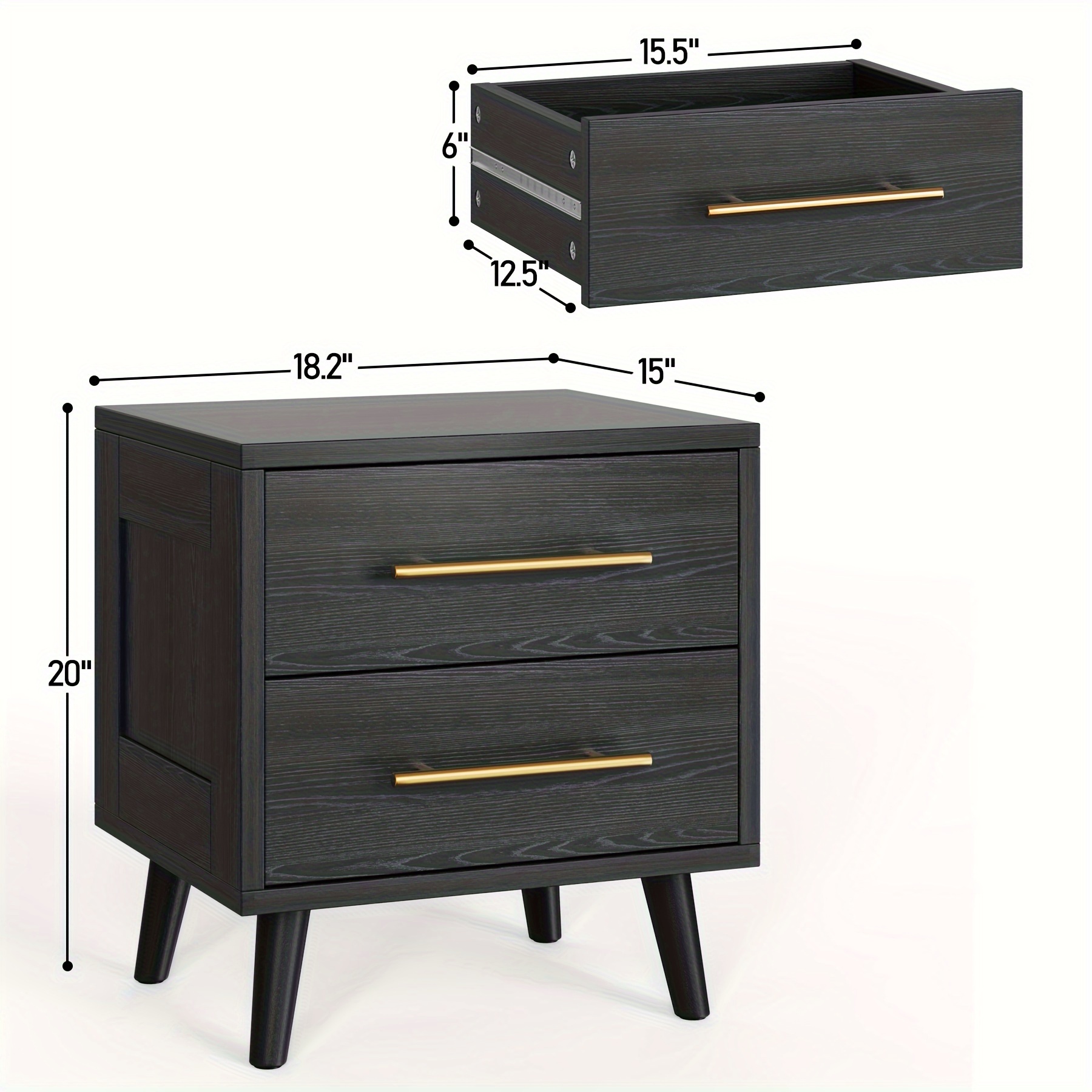 nightstand bedside table metal handles modern wood night - Temu