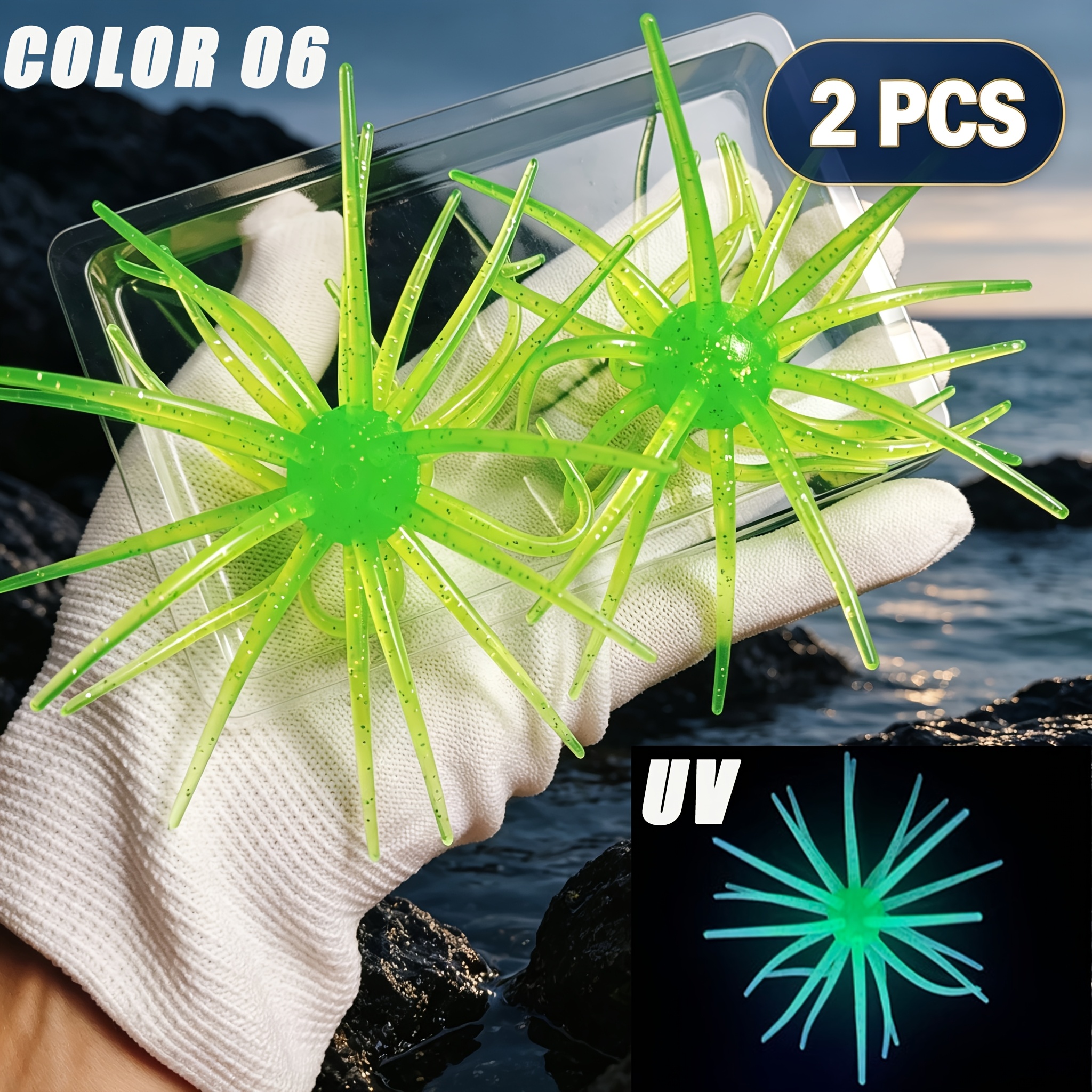 TEMU 2pcs, Uv Simulation Sea Soft Lure, 6 Colors Available, 11cm/4.33in, 9g/0.3oz, Oversized Soft Bait, Artificial Fishing Lure