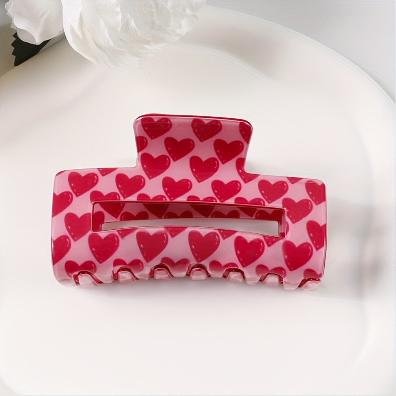 Image of 1pc Lovely Love Print Hair Clips For Hair Decoration Ponytail Holder Women Hair Accessories Hair Clips For Party Costume Accessories