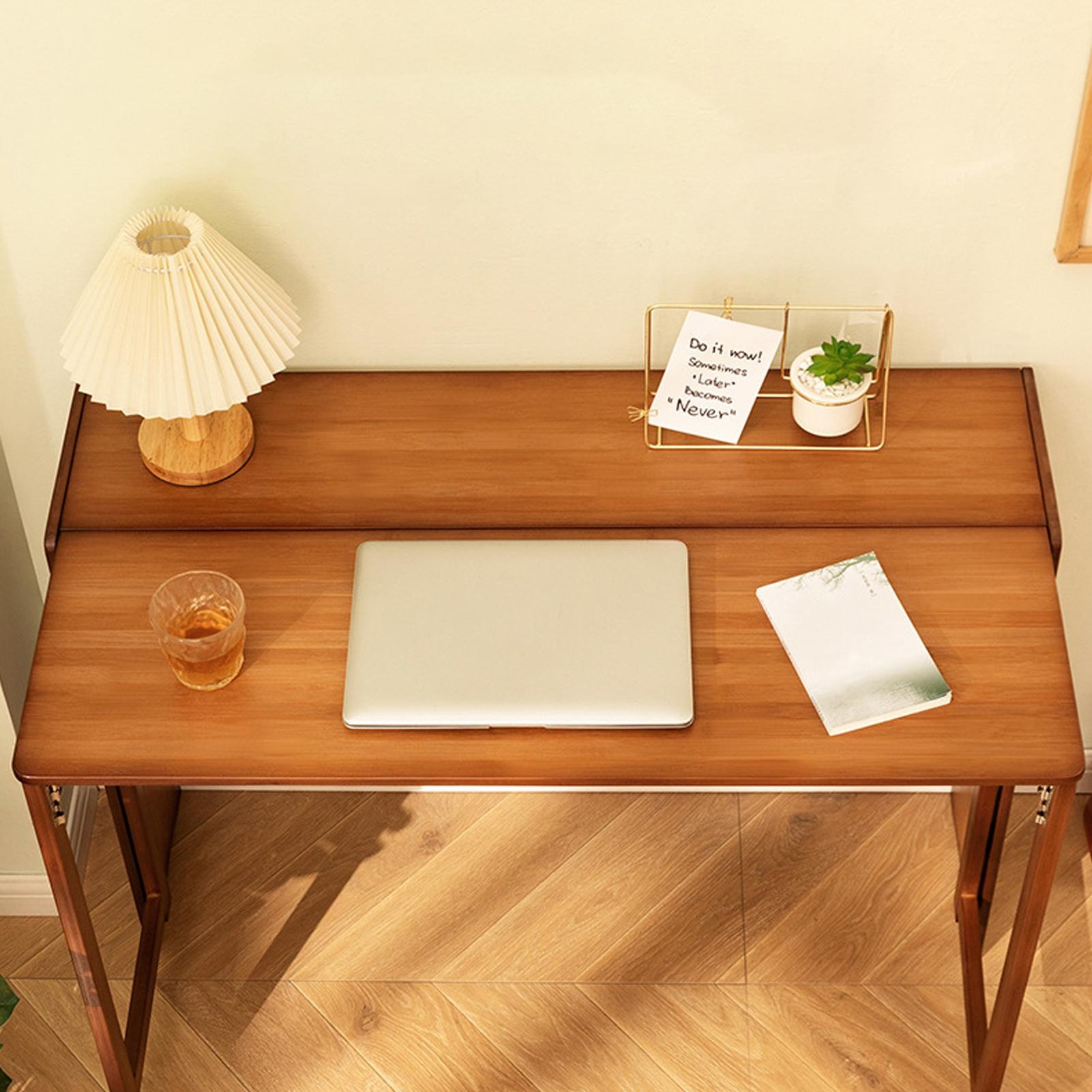 Multipurpose Folding Desk, 40.6 Inch Wide Wooden Table (Folds to 9.8in) - Space Saving Design with Storage for Home Office, Dining & Study