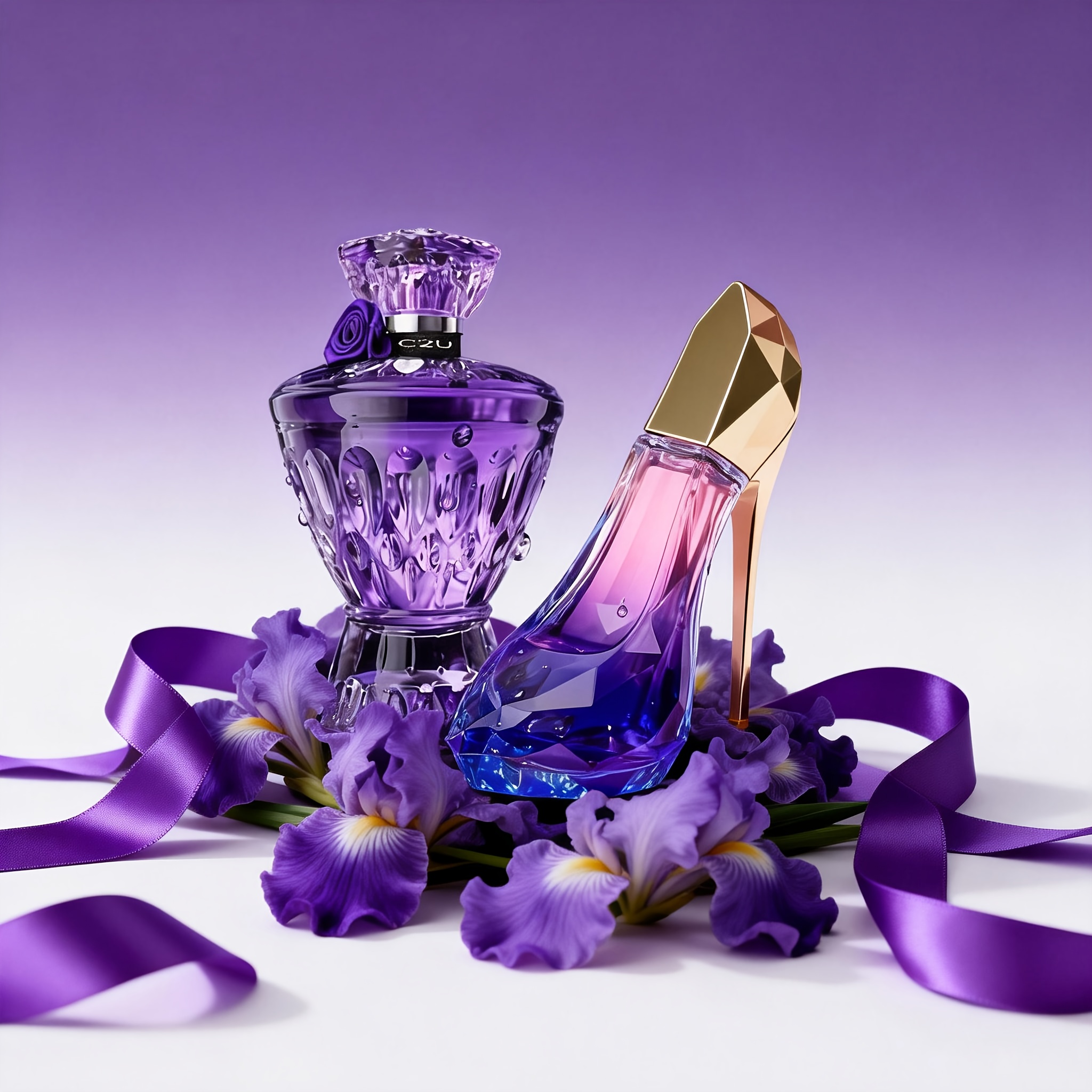 2pcs Purple High-heel & Purple Gemstone Perfume Set (30+75ml) Large Capacity, Long-lasting Fragrance | Notes | Perfect Gift For Festivals & Personal Use