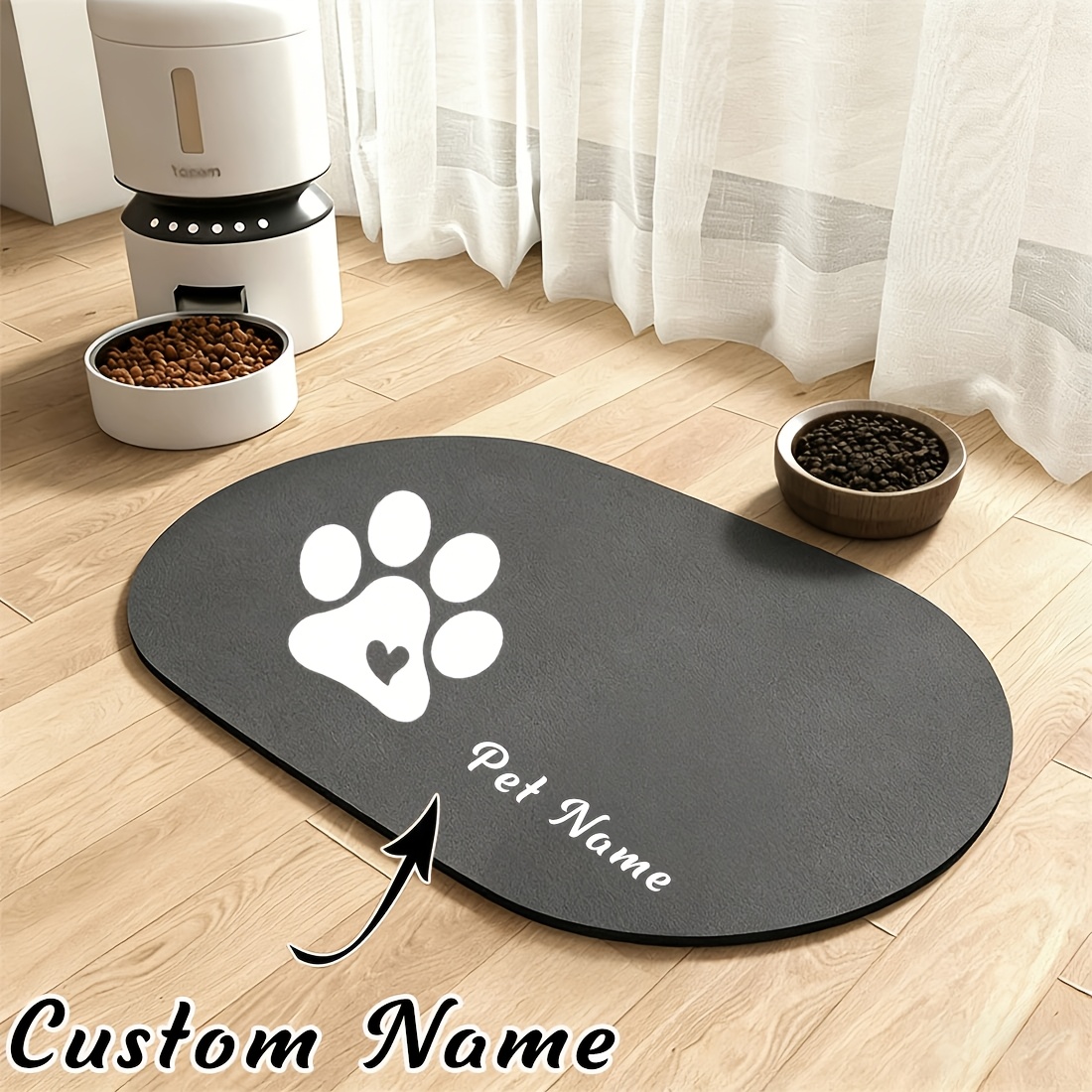 Customized Pet Feeding Mats with Paw Print Design