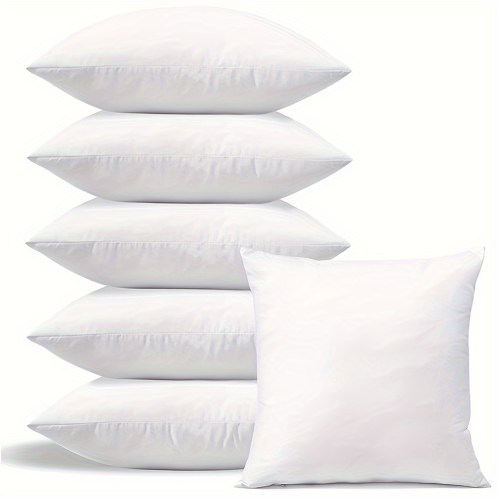 TEMU A Set Of 6 Classic Hypoallergenic Pillow Inserts, Filled With Soft Microfiber - Breathable Non- Outer Layer, Machine Washable, Zipper Closure,