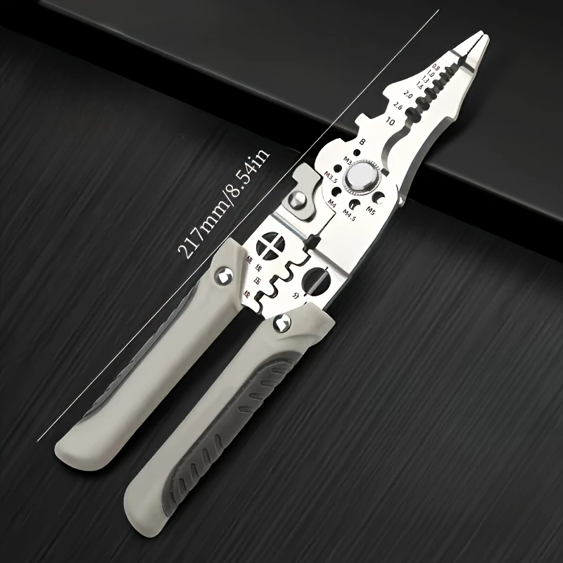 8 5 stainless steel multi tool electricians pliers wire cutting stripping crimping more durable for diy and pulling nails twisting metal structure details 7