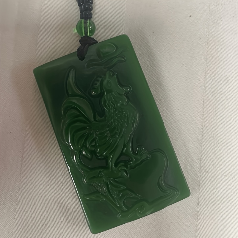 Zodiac Chicken Pendant Necklace, Spinach Green Design