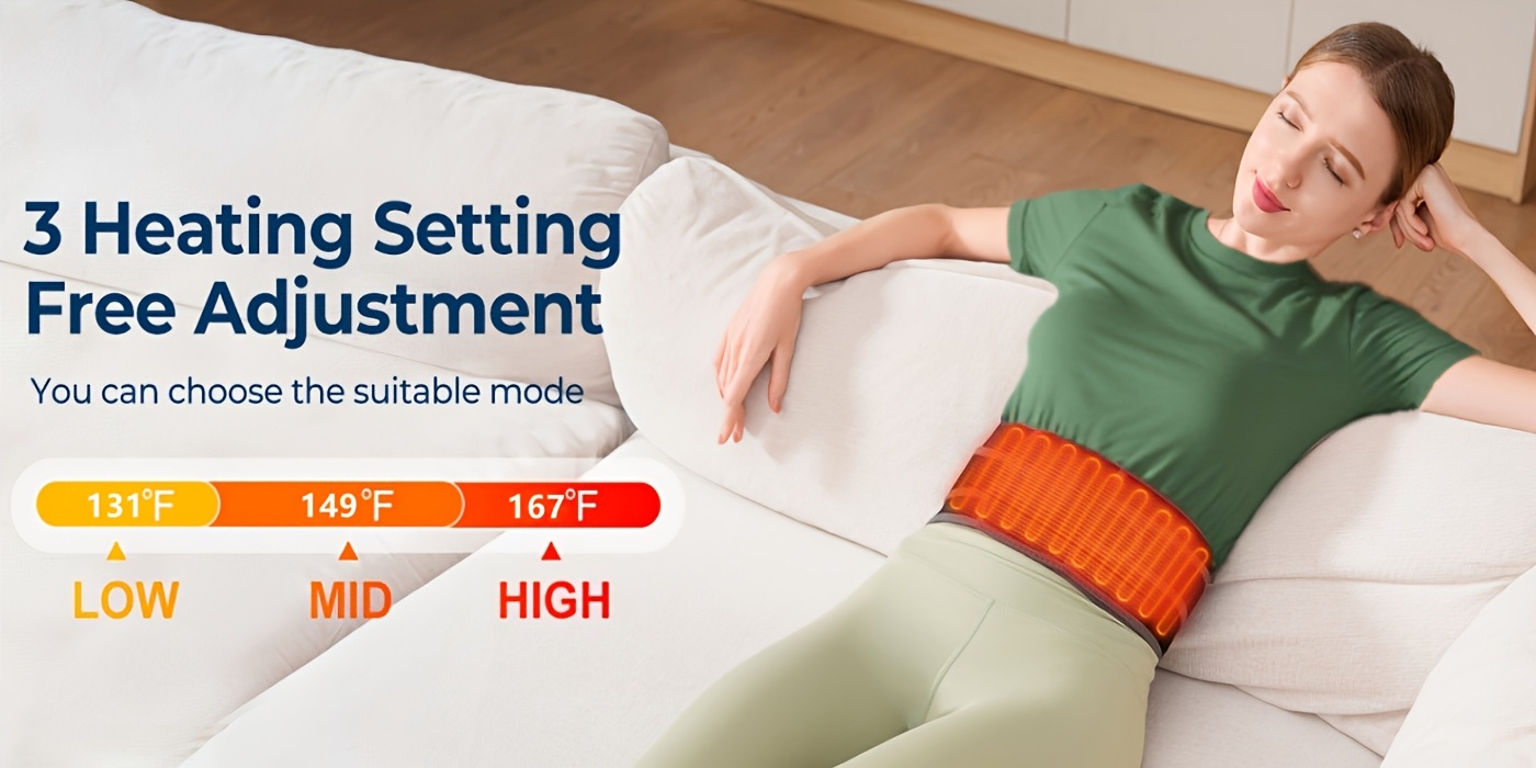 portable usb charged heating waist massage cordless heating pad back massager built in 5000mah battery waist support back support for lumbar support use continuously 3 hours lower back belts   christmas gift Product details 3