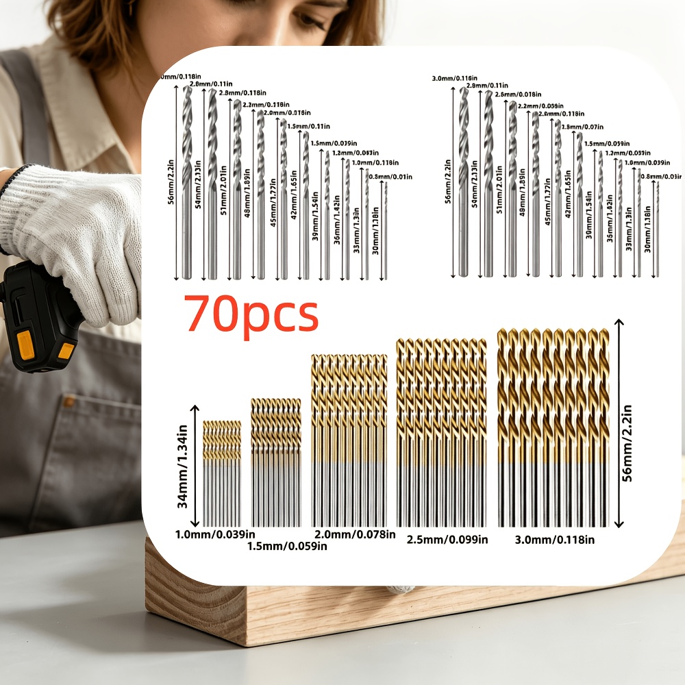 TEMU Grade Drill Bit Set- High-precision Electric/handheld Drill Bits, Micro Drill Bits- 3.0-5.59cm Specifications, No Required, Suitable For Metal