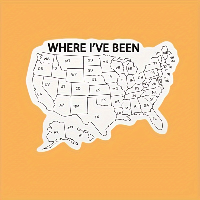 

Usa Travel Map Bumper Sticker - Pvc Car Decal For States Visited Tracking - Fun Travel Sticker For Cars, Laptops, Rvs, Boats, And Trucks - Durable Vinyl 'where I've Been' Sticker