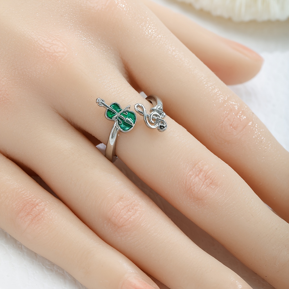 E-shop Stilvoller Kreativer Geigenmusik-Harmonie Goldener Offener Ring - Ein Geschenk für Musikliebhaber