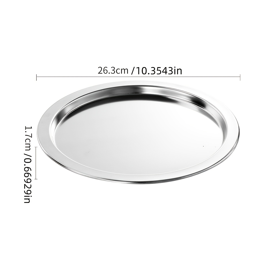 Image of Thickened Stainless Steel Circular Tray, Tea Tray, Commercial Catering Special Tray, Fruit, Dessert, Salad, Cooked Food Plate