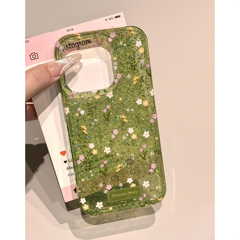 

A Small Floral Daisy Phone Case With Glittery Sequins, , Compatible With /15/14 Plus/13/12/11 Protective Cover, Holiday Gifts, Christmas Presents, Or Gifts For Family.