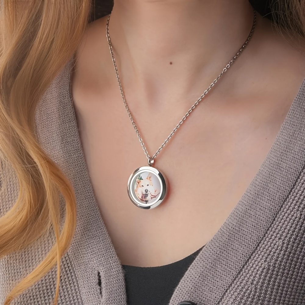 Custom Family Photo Glass Locket Necklace, Personalized Keepsake