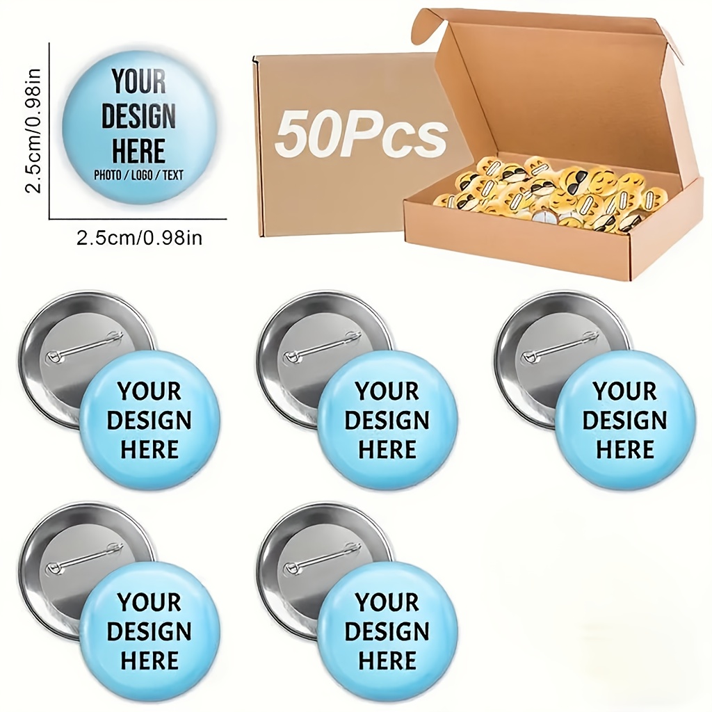 TEMU 50pcs Custom Enamel Pins, 6 Different Sizes, Customizable With Your Designs, Suitable For Birthday Parties, Graduation Ceremonies, , Christmas