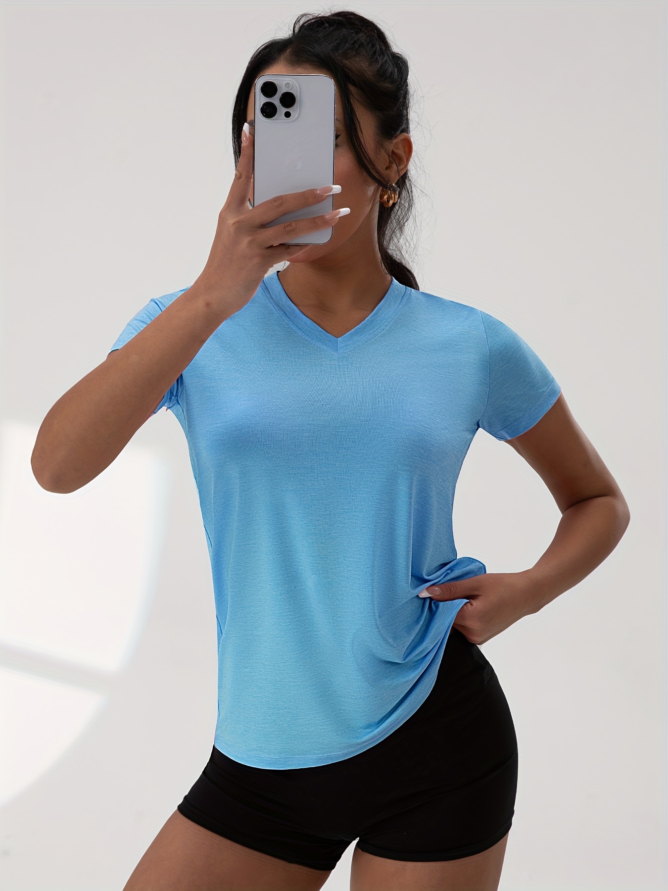 piezas camisetas yoga casual cuello mujer Temu Uruguay