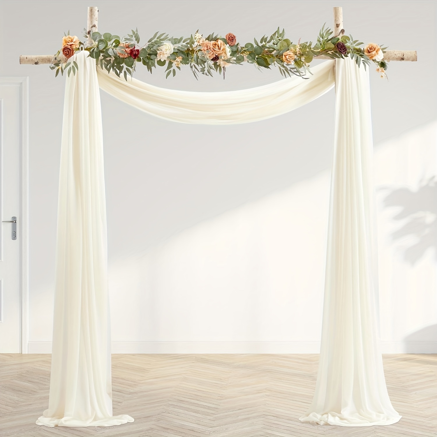 Image of 1 Panel 72cm X 500cm Wedding Arch Draping Fabric Chiffon Fabric Sheer Drapes For Wedding Ceremony Engagement Party Bridal Shower Decoration Backdrop Fabric