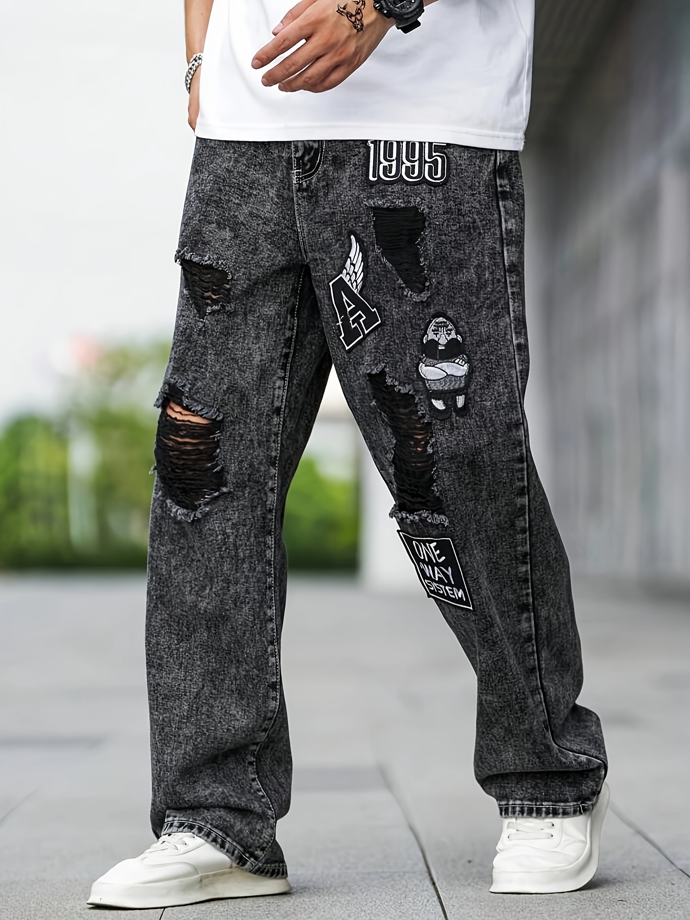 men fashion denim jeans sold on Temu Canada