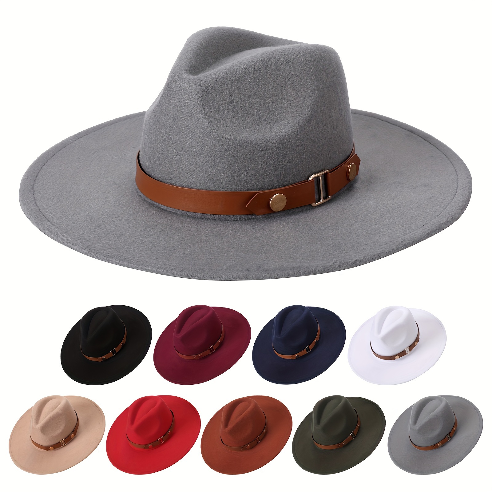 

Stylish Vintage-inspired Felt Hat With Wide - Polyester, Handwashable