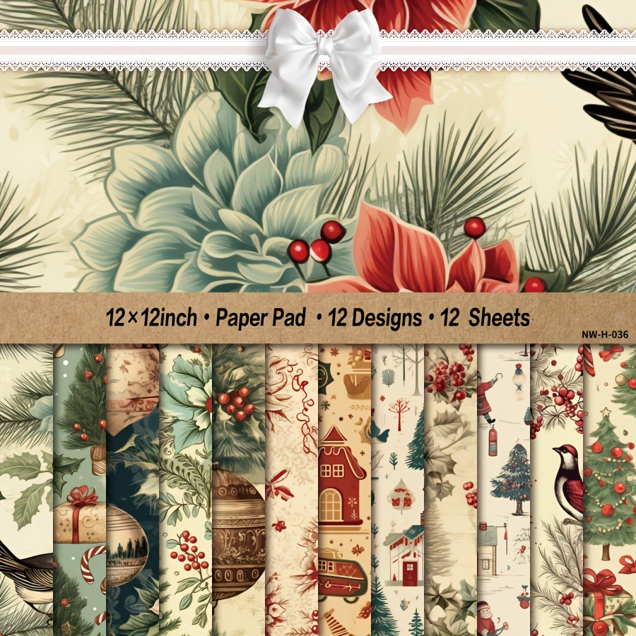 TEMU 12/24/36/48 feuilles 12×12, Bloc de papier pour scrapbooking, Papier à d'artisanat pour scrapbooking, Papier cartonné pour cartes d'artisanat,