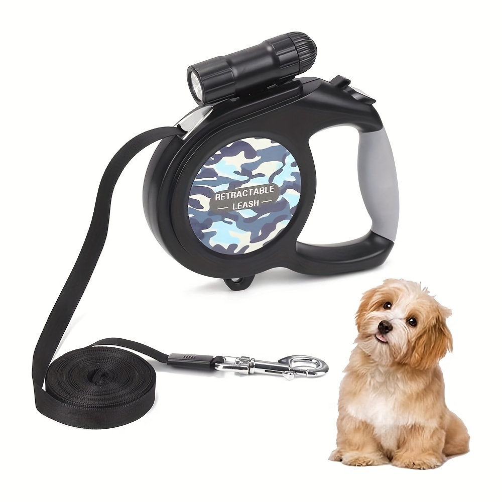 

Camouflage Pattern Retractable Dog Leash With Detachable Flashlight, Non-slip Handle, 26ft Length, Abs Material, For Small To Large Dogs Up To 50kg