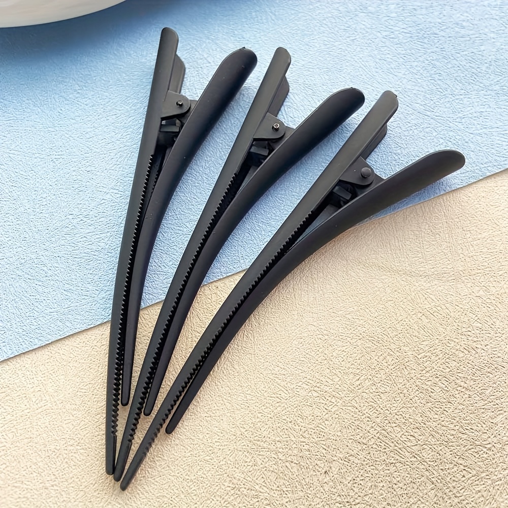 Image of 3pcs Duckbill Clamps With Teeth, Clips, Matte Horn Clips For Ladies, Solid Color Hair Clips, Leopard Print Shiny Hair Accessories, Suitable For Daily , , And Travels