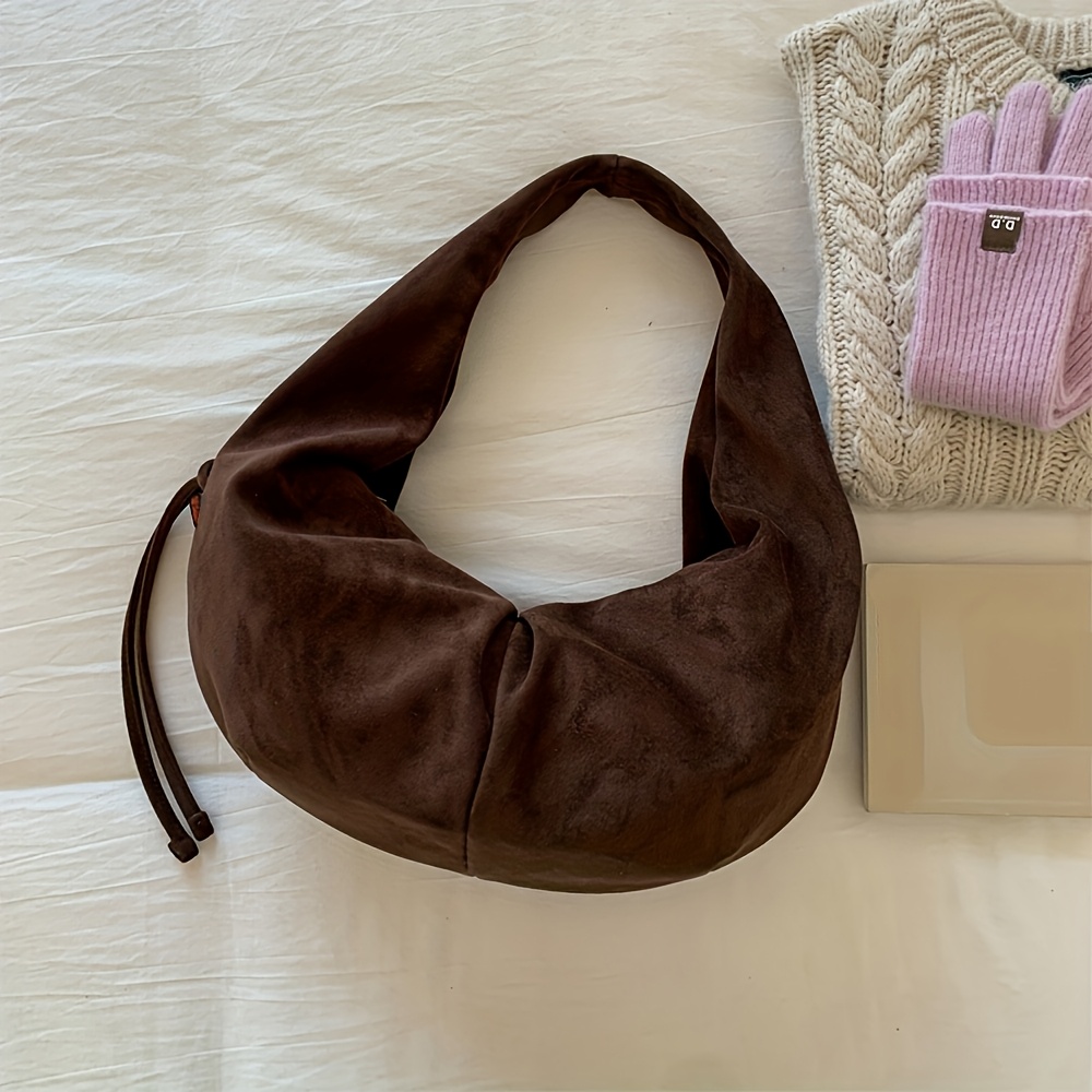 Women's Lightweight Versatile Niche Vintage Handbag, New Style Commuter Shoulder/underarm Bag, Casual Relaxed Horn-shaped Bag