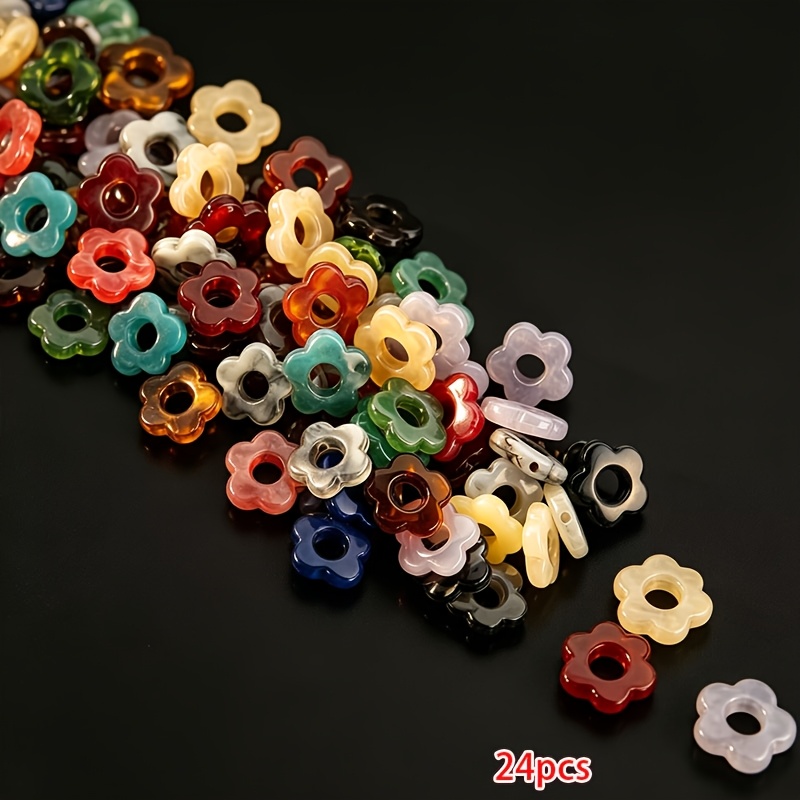 TEMU 24pcs Perles Acryliques Dégradées Fleur 5 Pétales 14Mm avec Trous, Fabrication de Bijoux Boucles d'Oreilles Accessoires Cheveux Pendentif