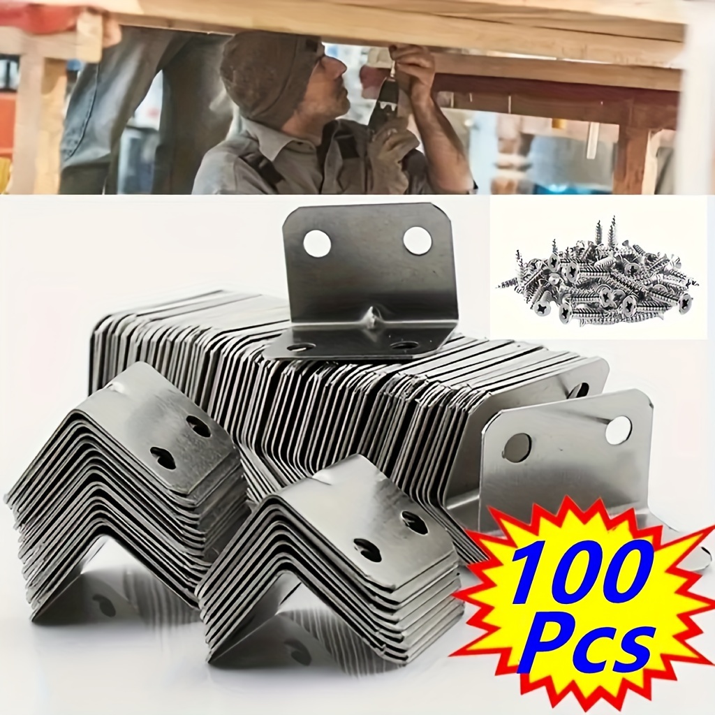 

-pack L-shaped Metal Brackets With Screws - Braces For Drawer, Shelf, And Wall Mounting - Wrinkle Resistant, Matte , Easy