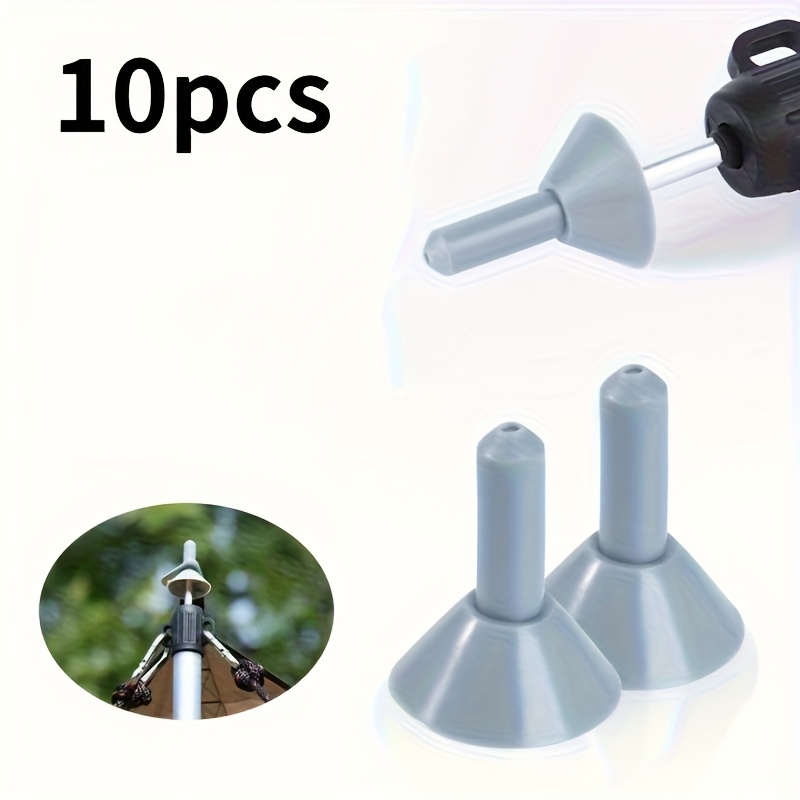 Image of 10pcs Lightning Protection Caps For Tent Poles - Durable Plastic Camping Accessories With & Design For & Hiking Safety, | Practical Design | Standard Size Cap, Camping Gear
