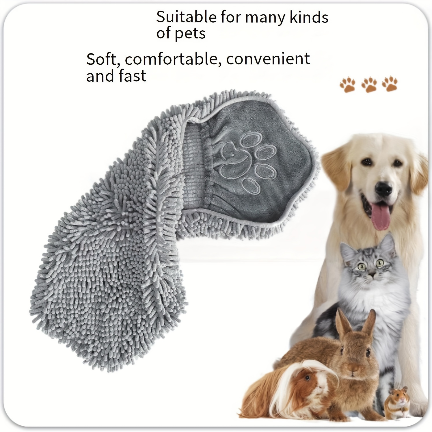 New Pet Absorbent Bath Towels, Thickened Gloves for Pet Scrubbing, Cat and Dog Absorbent Towels, Cat and Dog Cleaning Products