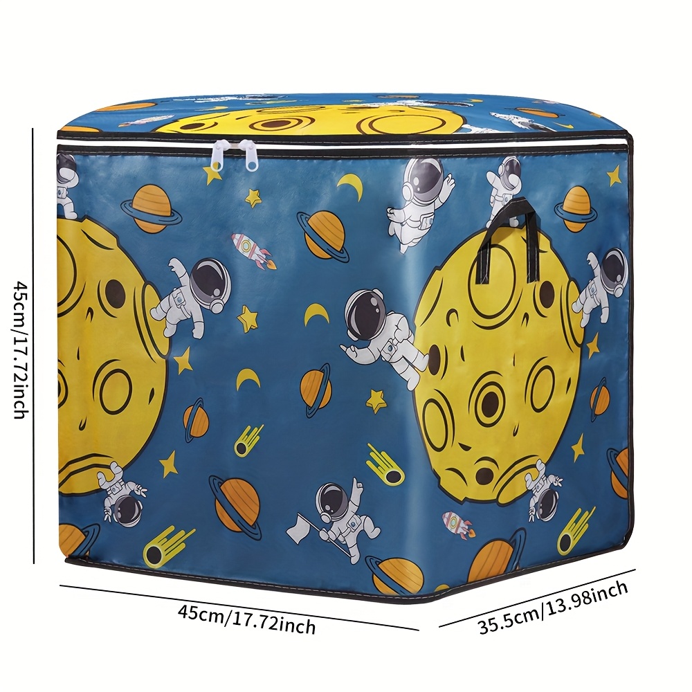 TEMU 1pc Space Astronaut Storage Basket - Stars & Planets Design, Organizer Bin With Zipper For, Books, Clothes - Playrooms, Bedrooms & Home Decor,