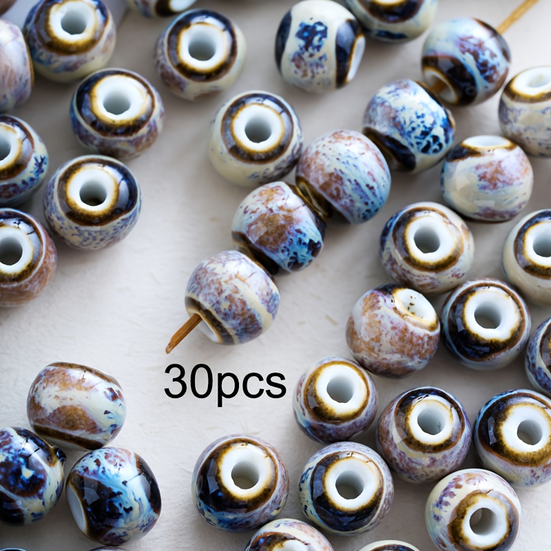 Image of 30pcs - Crane Flower Handmade Beads - Marbled Multicolor Loose Beads For Jewelry Making, Bracelets, Necklaces & Diy Crafts - Round Bead Spacers, Craft Beads, Bracelet Accessories