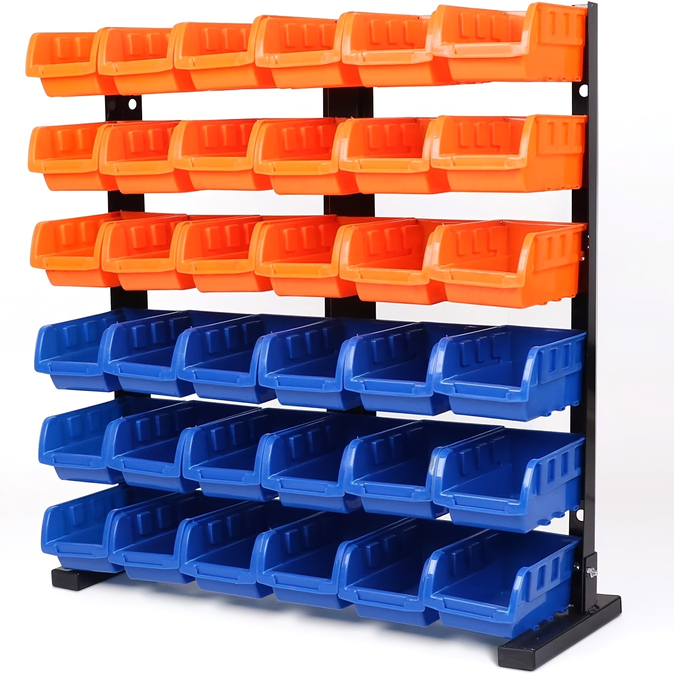 TEMU 30/47/64/90 Bin Parts Storage Rack Set, Wall Mount Pegboard With 2-size Bins Garage Tool Organizer Plastic Board Workshop Shed Box Trays For