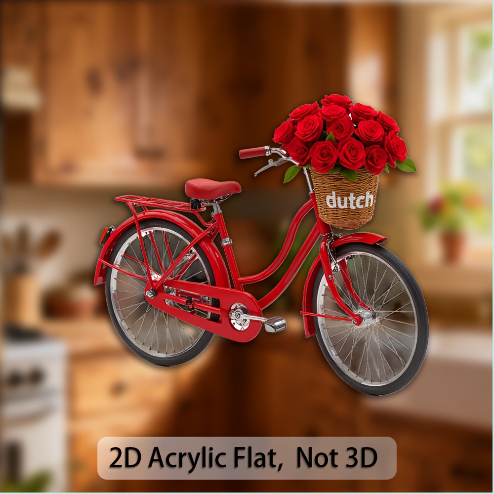 TEMU Imán de bicicleta holandesa de 1 pieza con diseño de cesta tejida y rosa floreciente - Decoración holandesa vintage adecuada para imanes de