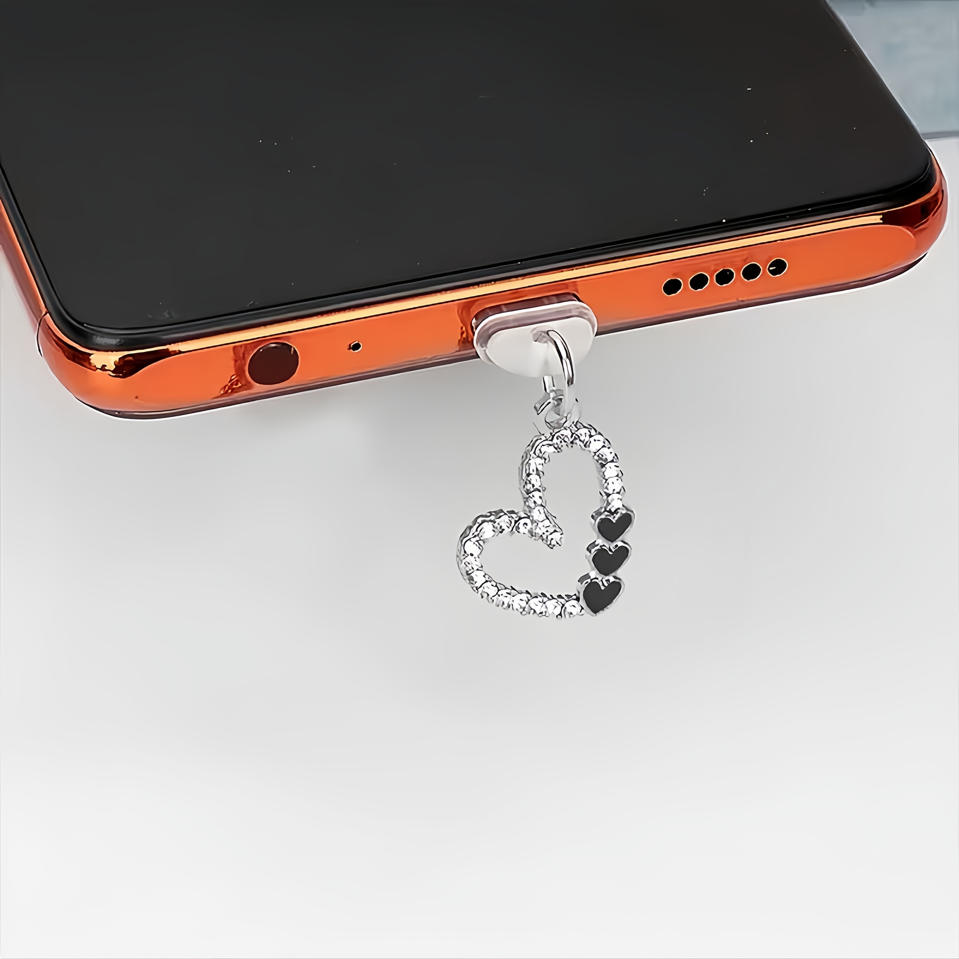 TEMU 1pc Heart-shaped Phone Dust Plug, Shiny Heart Pendant, A Easy And Stylish Phone Accessory For Earphone Cases, Suitable For Type-c/iphone