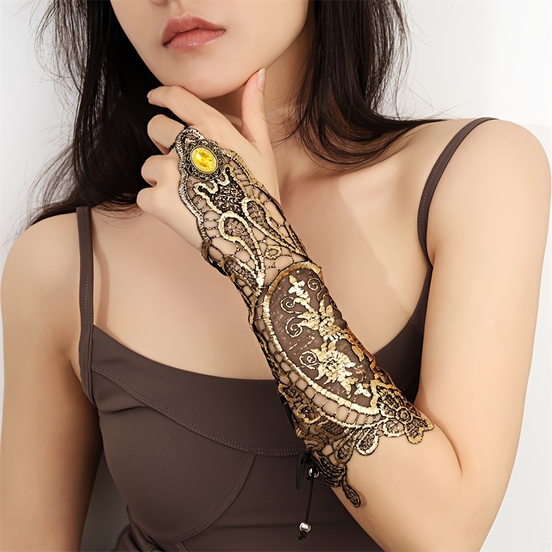 

Vintage Style Lace Arm Sleeves For Women - Fashionable With Embellishments, Adjustable Polyester Fiber -up, Mardi Gras, Birthday, Music Festivals, And Parties, Carnival/mardi Gras/masquerade