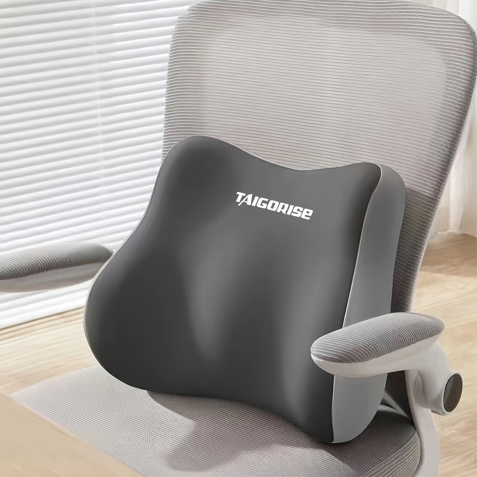 TEMU Memory Foam Lumbar Support Cushion - Posture Aid For Alleviating Lower Back Discomfort, Suitable For Office Chairs And Car Seats - Lightweight, Portable, And Washable Lumbar Pad