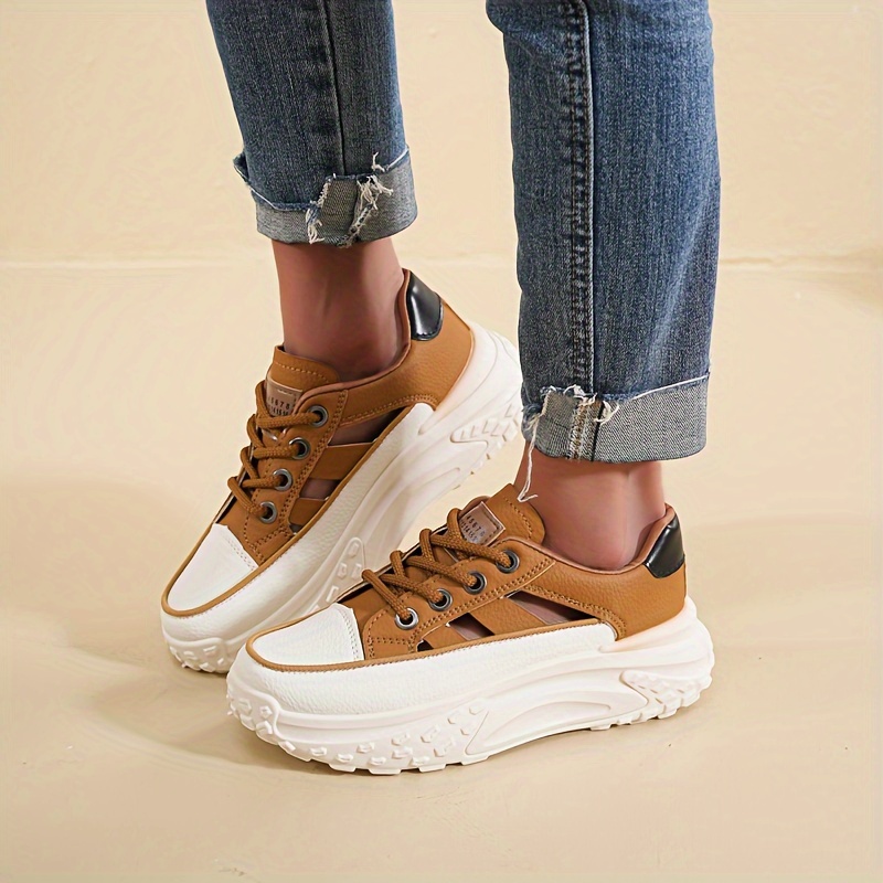 Comfortable Non slip Breathable Hollow Platform Sneakers Versatile Height Increasing Thick Soled Sports Shoes Women s Footwear