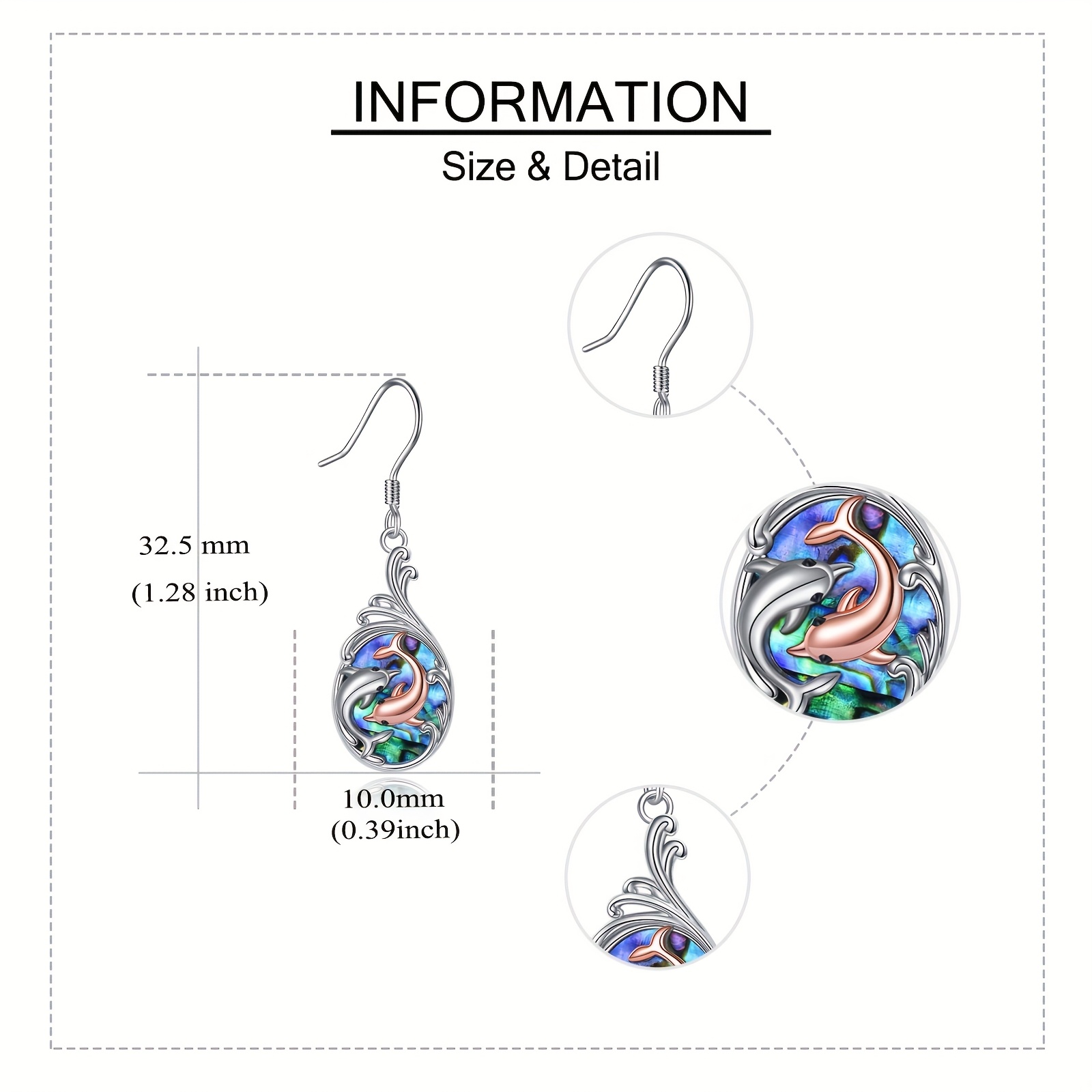 Sterling Silver Abalone Shell Dolphin Earrings