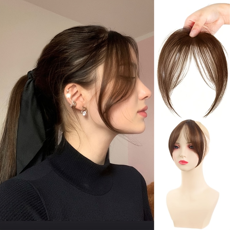 1pc womens natural   in bangs 8 inch straight hair high temperature fiber   fluffy daily wear details 1