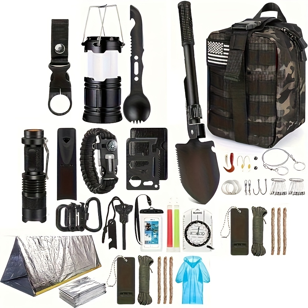survival kits with   15 in 1 survival kits with   magnesium heavy duty compact survival gear suitable for camping hunting fishing essential for men outdoor emergency preparedness birthday christmas father day gift no Product details 0