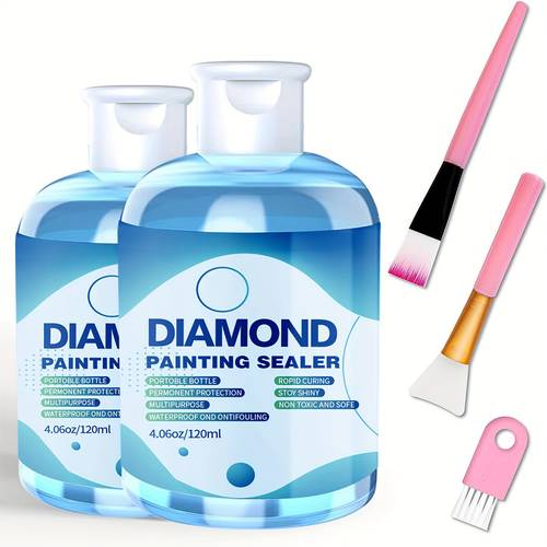 diamond painting sealer kits 120ml with 3pcs brushes sealer puzzle diamond painting accessories and tools for adults 4oz
