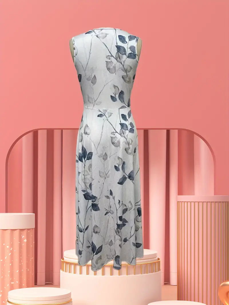 womens elegant v neck sleeveless a line dress floral print semi sheer lightweight fabric breathable versatile for casual to formal occasions attire medium fabric Product details 34