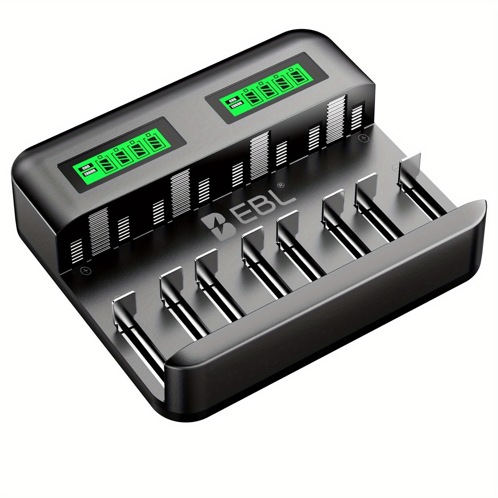 TEMU Ebl Lcd Universal Battery Charger - 8 Slot Charger For Aa Aaa C D Rechargeable Batteries With 2a Usb Port, Type C Input, Quick Charging For Aa